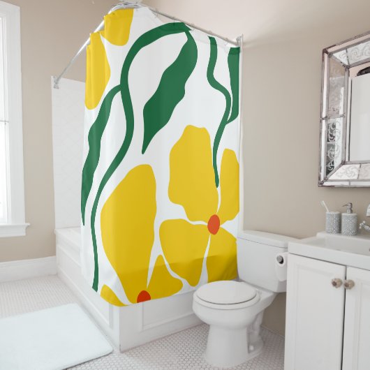 Rideaux De Douche Illustration florale (En situation)