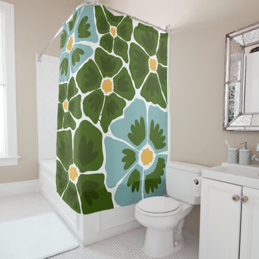 Rideaux De Douche Illustration florale (En situation)