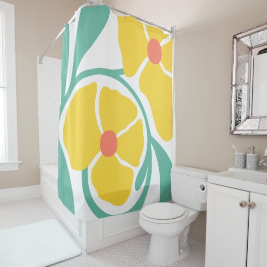 Rideaux De Douche Illustration florale (En situation)