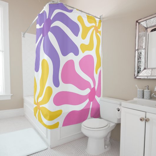 Rideaux De Douche Illustration florale (En situation)