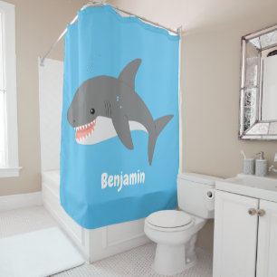 Rideaux De Douche Illustration joyeuse du grand requin blanc