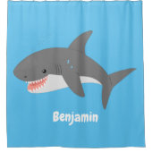 Rideaux De Douche Illustration joyeuse du grand requin blanc (Devant)