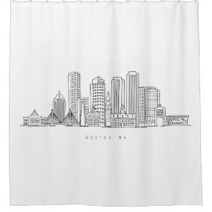 Rideaux De Douche Illustration minimaliste de l'horizon de la ville