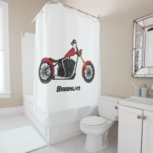 Rideaux De Douche Illustration motocyclette de style hélicoïdal (En situation)
