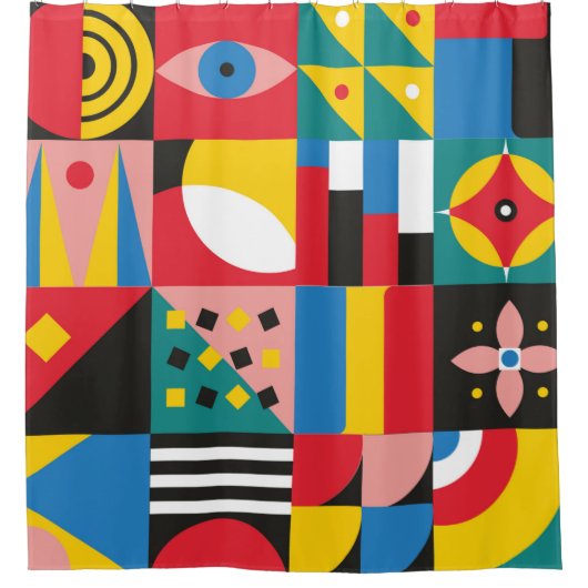 Rideaux De Douche Illustration néo-géométrique. Formes géométriques  (Devant)