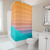 Rideaux De Douche Illustration orange et turquoise (En situation)