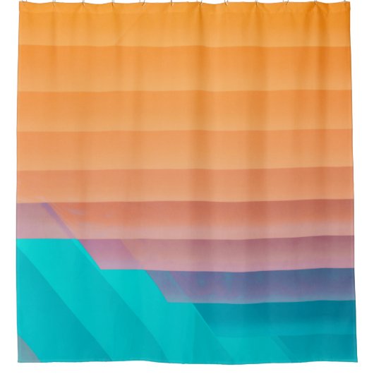 Rideaux De Douche Illustration orange et turquoise (Devant)