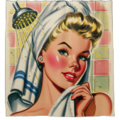 Rideaux De Douche Illustration Retro Cute Shower Girl (Devant)