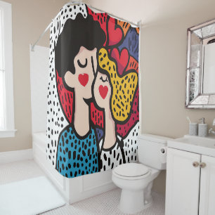 Rideaux De Douche Illustration romantique d'un couple amoureux