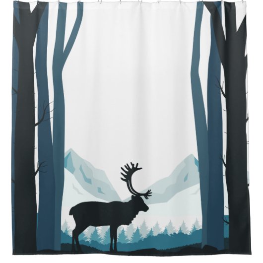 Rideaux De Douche Illustration rustique de nature d'hiver (Devant)