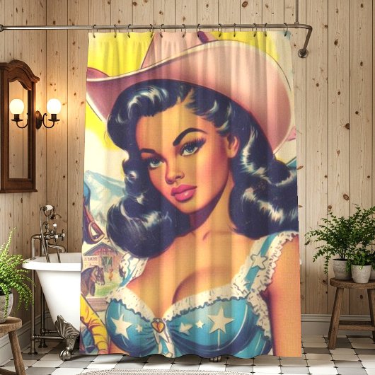 Rideaux De Douche Illustration vintage Country Girl