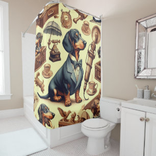 Rideaux De Douche Illustration vintage Dachshund