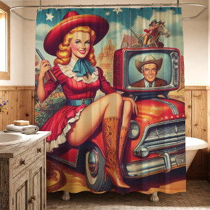 Rideaux De Douche Illustration vintage de la prise en main par pays