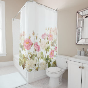 Rideaux De Douche Illustration vintage de pré de roses de sépia ro