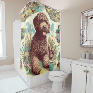 Rideaux De Douche Illustration vintage Lagotto Romagnolo