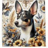 Rideaux De Douche Illustration vintage Rat Terrier (Devant)