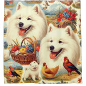 Rideaux De Douche Illustration vintage Samoyed Dog (Devant)