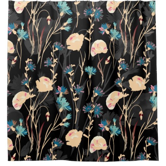 Rideaux De Douche Illustrations de fleurs sauvages. Patte transparen (Devant)