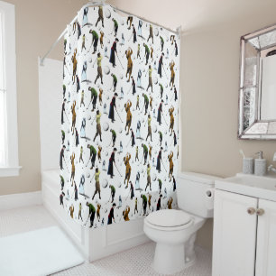 Rideaux De Douche Illustrations de l'Motif des golfeurs Retro