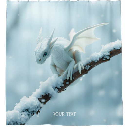 Rideaux De Douche Imaginaire Bébé blanc mignon Dragon (Devant)