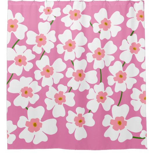 Rideaux De Douche Imaginaire blanc et rose (Devant)