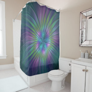 Rideaux De Douche Imaginaire brillant coloré Fleur Abstrait Fractal 