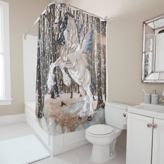 Rideaux De Douche Imaginaire Clydesdale Horse Fairy (En situation)