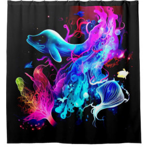 RIDEAUX DE DOUCHE IMAGINAIRE COLORÉ CRÉATURES MARINE DOUCHE CURTAINE