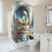 Rideaux De Douche Imaginaire Cute Astronaut planète spatiale. (En situation)