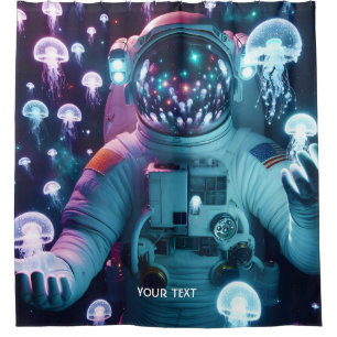 Rideaux De Douche Imaginaire Cute astronaute espace méduse