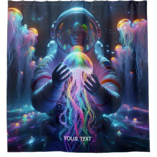 Rideaux De Douche Imaginaire Cute astronaute espace méduse