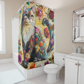 Rideaux De Douche Imaginaire Cute Chat Vitrail (En situation)