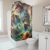 Rideaux De Douche Imaginaire Cute Navire Storm Space (En situation)