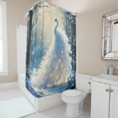 Rideaux De Douche Imaginaire Cute Neige Blanc Peacock (En situation)