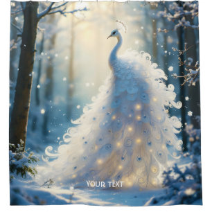 Rideaux De Douche Imaginaire Cute Neige Blanc Peacock
