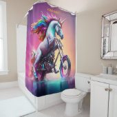 Rideaux De Douche Imaginaire Cute Unicorn équitation vélo (En situation)