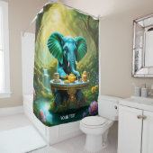 Rideaux De Douche Imaginaire Cute Vivid Baby Elephant Petit déjeuner (En situation)
