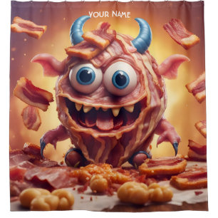 Rideaux De Douche Imaginaire Cute Vivid Bacon drôle Créature