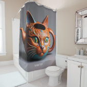 Rideaux De Douche Imaginaire Cute Vivid Cat Thé Pot (En situation)
