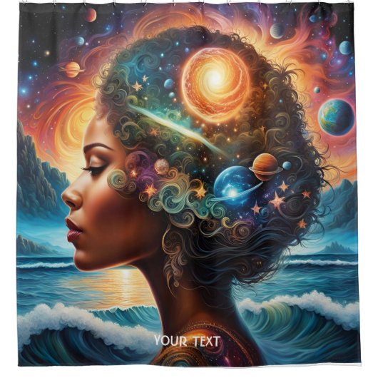 Rideaux De Douche Imaginaire Cute Vivid Girl Space Beach (Devant)