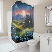 Rideaux De Douche Imaginaire Cute Vivid House Night Moon (En situation)
