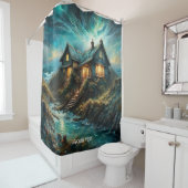 Rideaux De Douche Imaginaire Cute Vivid House Storm Ocean (En situation)