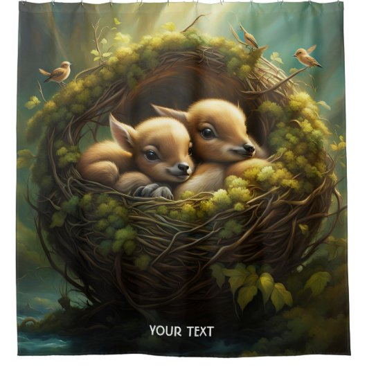 Rideaux De Douche Imaginaire Cute Vivid Nest Fawns bébé (Devant)