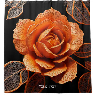 Rideaux De Douche Imaginaire Cute Vivid Orange Rose Filigree