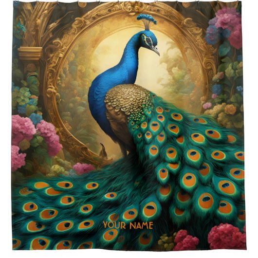 Rideaux De Douche Imaginaire Cute Vivid Romantic Peacock Portrait (Devant)