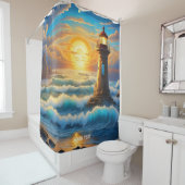 Rideaux De Douche Imaginaire Cute Vivid Sea Sun Storm (En situation)