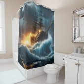Rideaux De Douche Imaginaire Cute Vivid Storm Sea Ship (En situation)