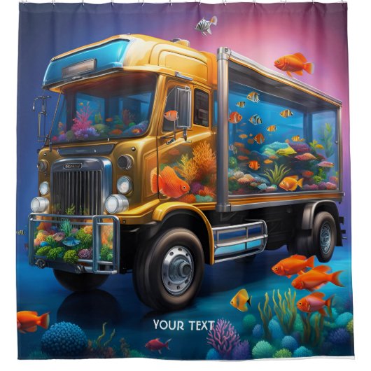 Rideaux De Douche Imaginaire Cute Vivid Truck Aquarium Poisson (Devant)
