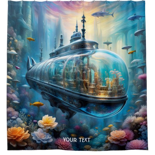 Rideaux De Douche Imaginaire Cute Vivid Verre Sous-marin Fleurs (Devant)