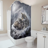 Rideaux De Douche Imaginaire Cute Wolf Famille Hiver (En situation)